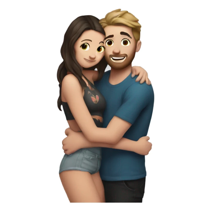mr beast with tattoos hugging brunette girl sticker