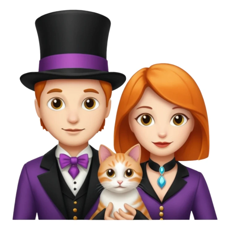 magician couple and their pet cat sticker