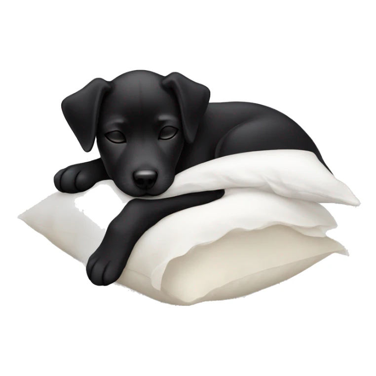 Black puppy sleeping on white pillow  sticker