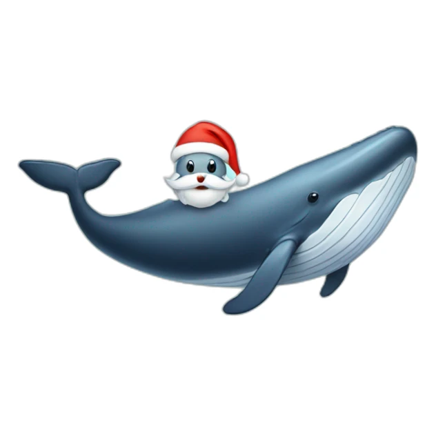 Humpback whale wearing a Santa hat with a white Santa beard sticker