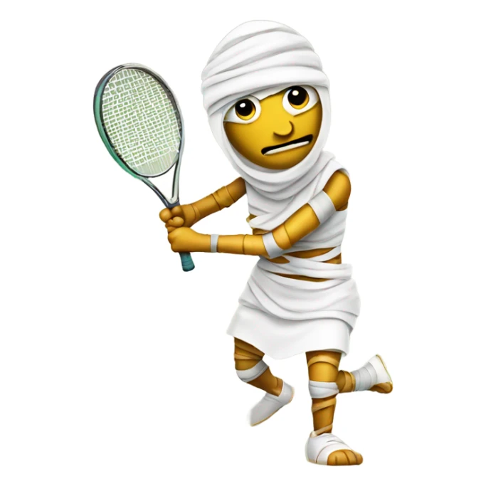 Mummy playing tennis. Full body wrapped in bandages sticker