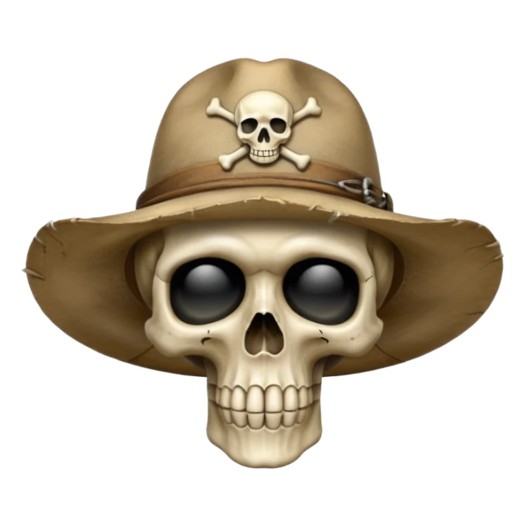 A skull and crossbones wearing wide brimmed traveler's hat. sticker