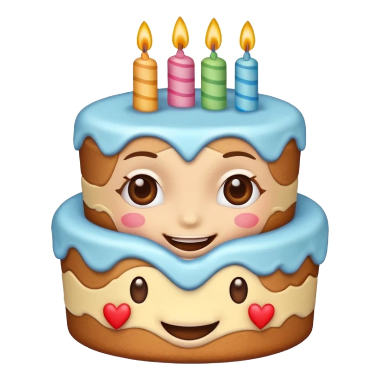 smiling face with heart eyes and birthday cake sticker