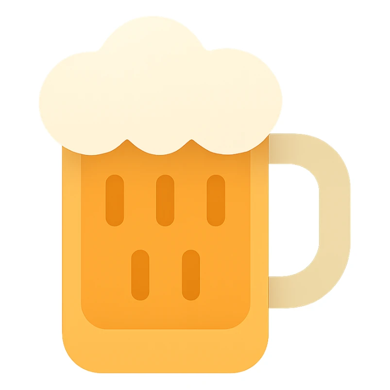 beer mug icon, flat color style, clean and modern, minimal shading sticker