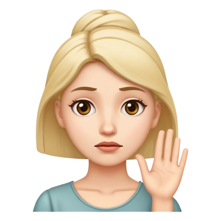 Woman with one hand near temple, tilted head and confused expression sticker