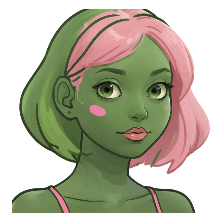 girl with pink and blonde hair sticker