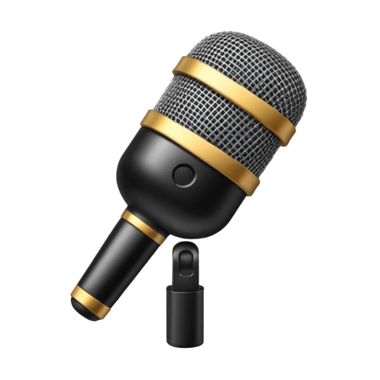 custom microphone emoji, unique design, modern, simple, clear details sticker