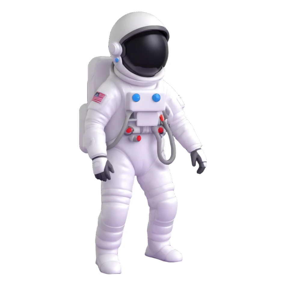 astronaut in white space suit with helmet, gloves and backpack on a planet surface sticker