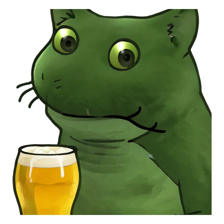 Tired on a beach and a beer with a kitten  sticker