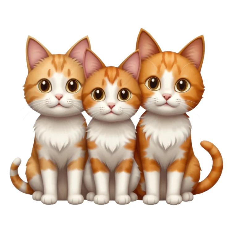 3 cats different colours including brown tabby and white, light patchy calico, and ginger and white sticker