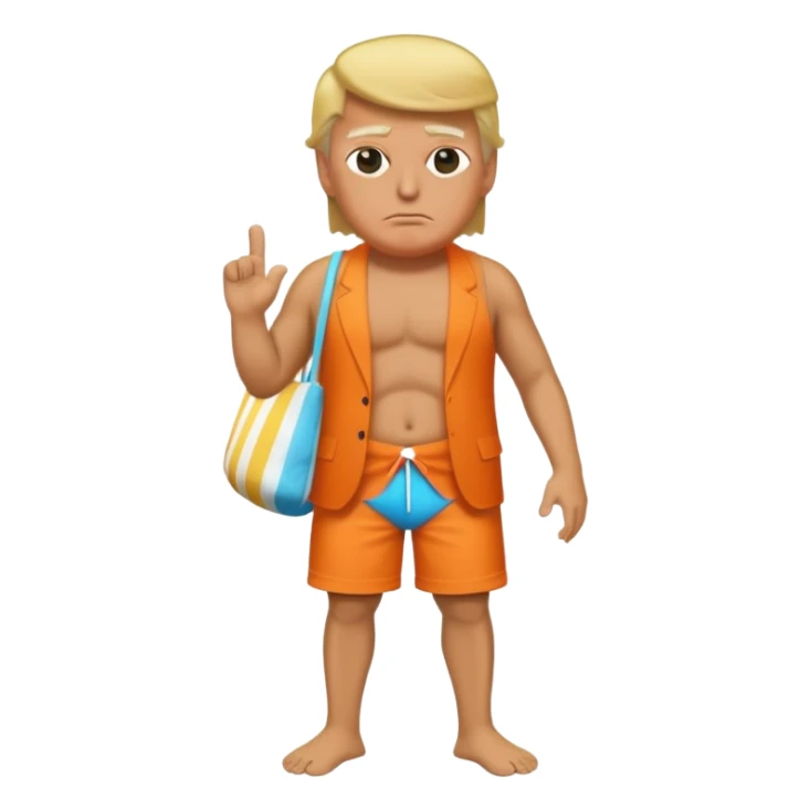 full body Trump standing in beach outfit sticker