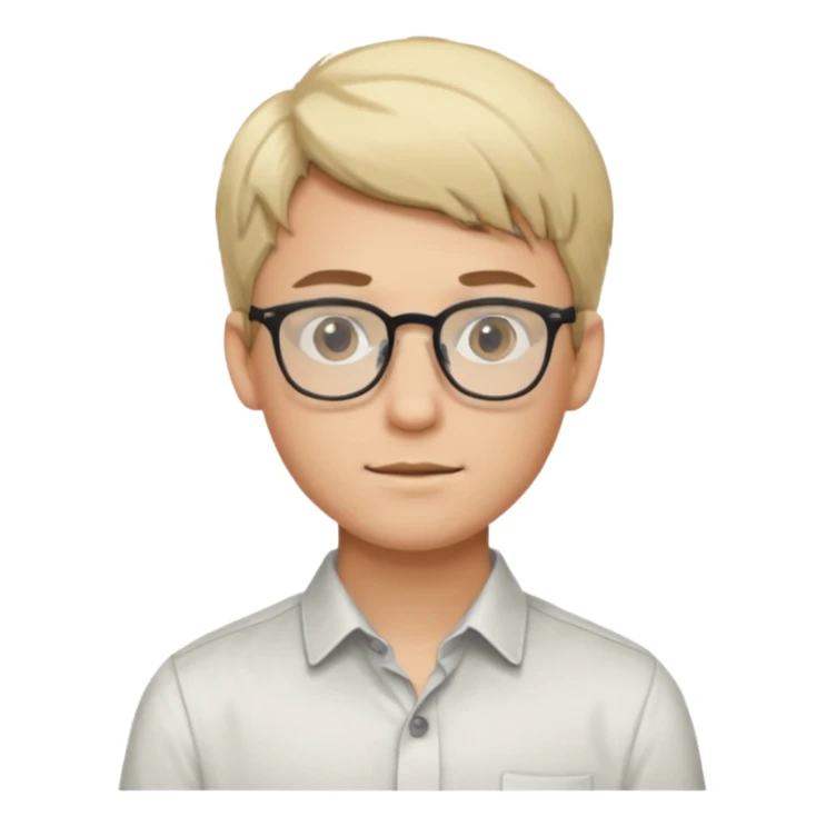 A young man using glasses with a blond dark hair and white skin color sticker