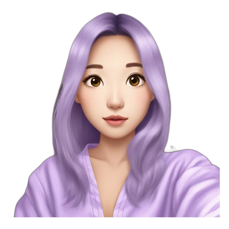 Vlogging Asian cutie aesthetic k in lilac pajamas sticker