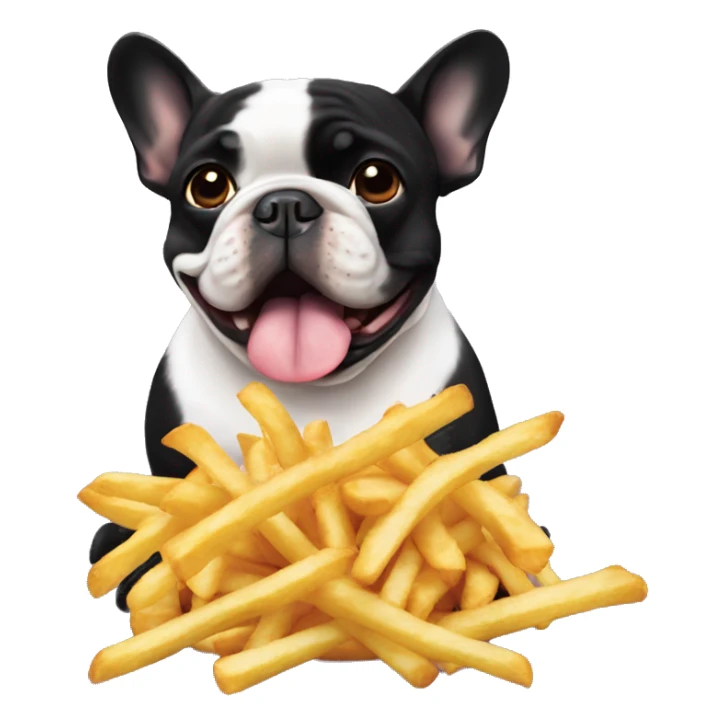 Black French Bulldog love Fries  sticker