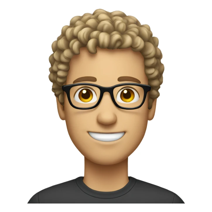 caucasian guy with short curly hair and black glasses sticker