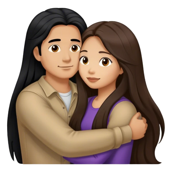 Guy with long black hair hugging brown hair Filipina sticker