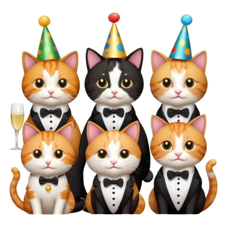 12 cats at a birthday party sticker