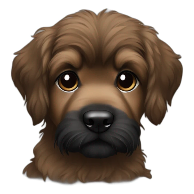 bouvier fawn brown and black puppy face very long hair sticker