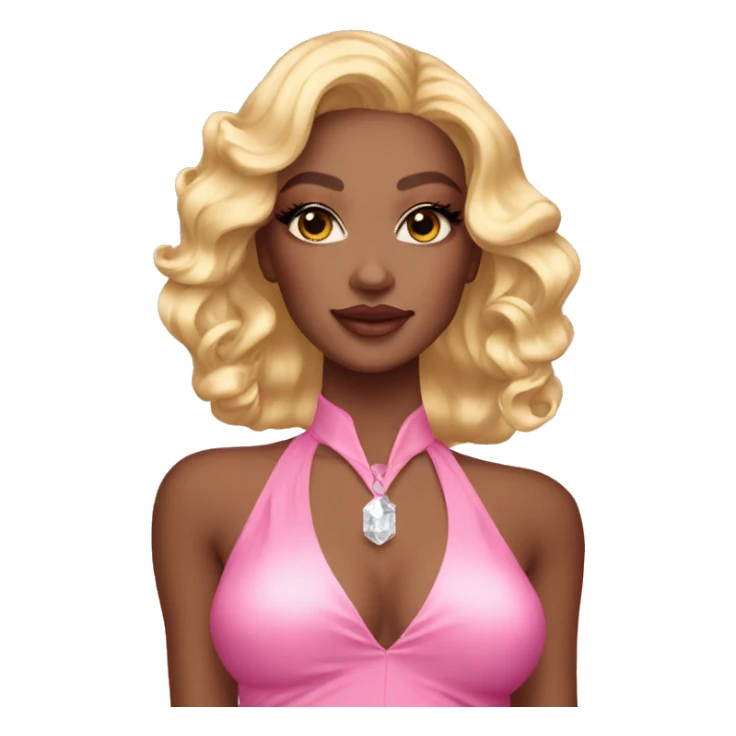Blonde wavey hair long pink eyeshadow in a gem jumpsuit  sticker