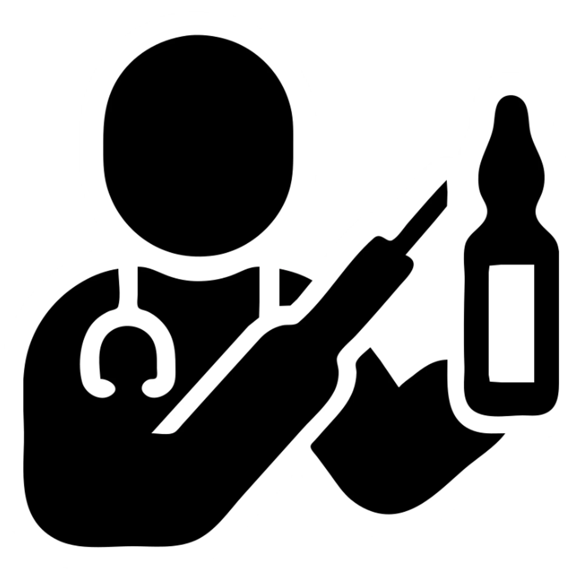 A doctor injecting an ampoule sticker