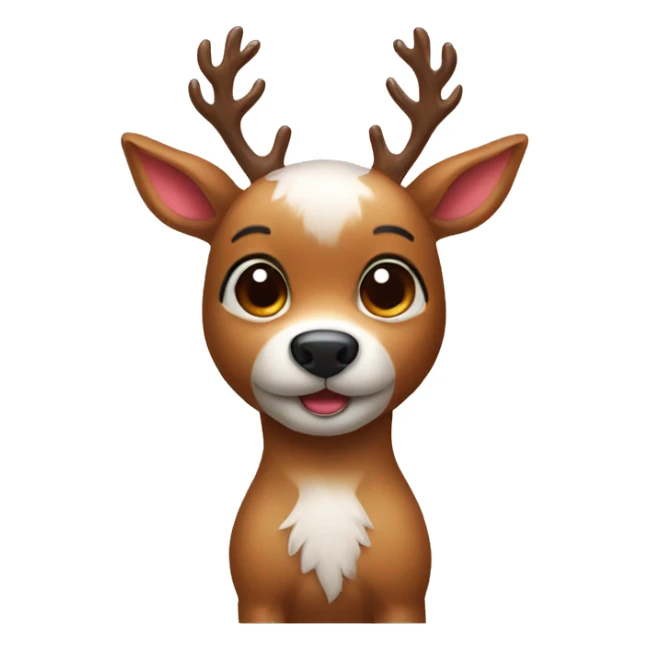 Cute Rudolph the deer with furry dog sticker