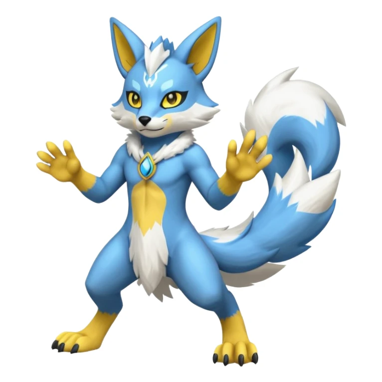 Riolu-Renamon-Zeraora-fusion, full body sticker