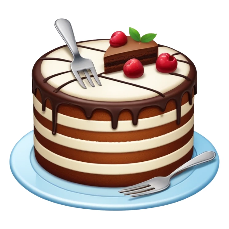 cake with fork marks and a piece missing, showing someone has eaten from it sticker
