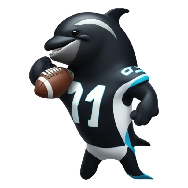 Orca wearing a football jersey, flexing with muscles  sticker