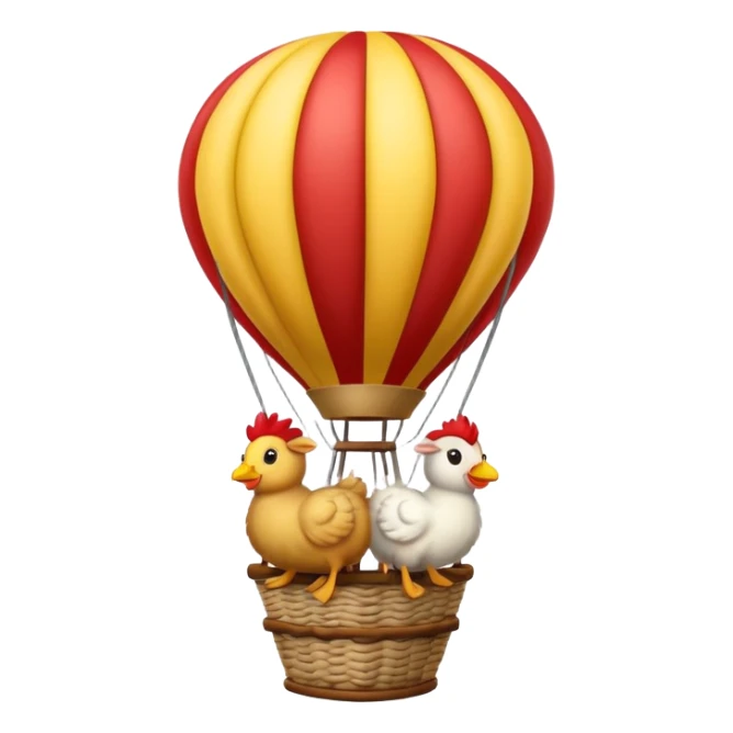 Sheep rooster, duck in hot air balloon  sticker