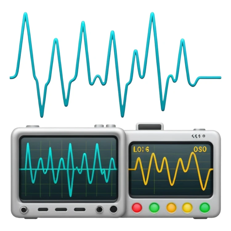Emoji kit of all emotions being done like An oscilloscope, animated sticker