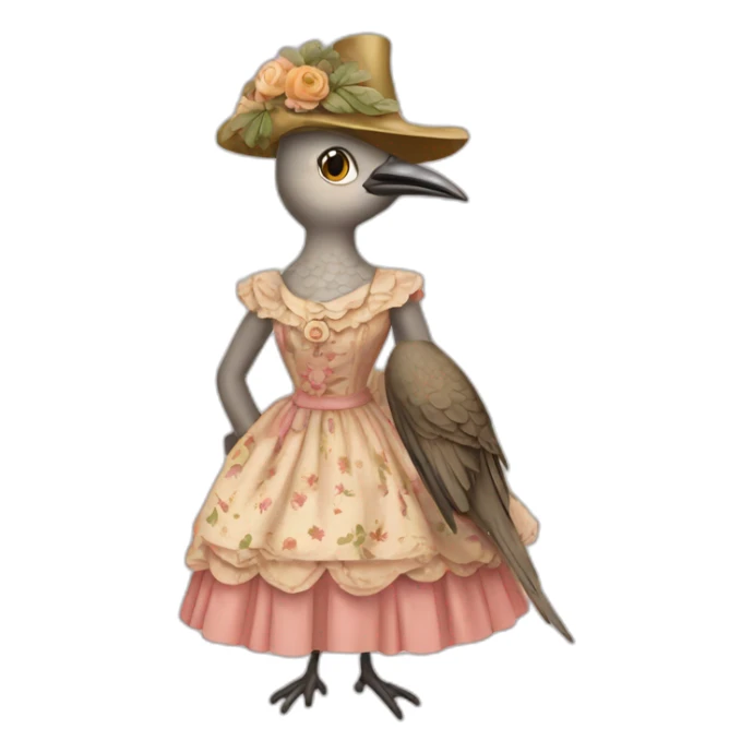 Cuckoo bird wearing a vintage dress sticker