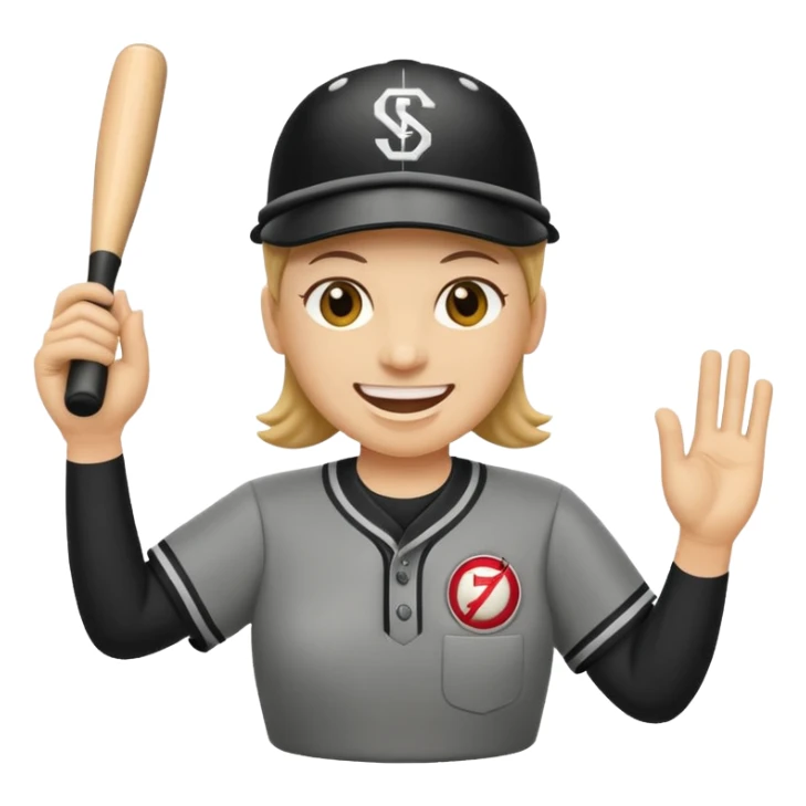 emoji de iOS de un umpire haciendo señal de strike en beisbol sticker