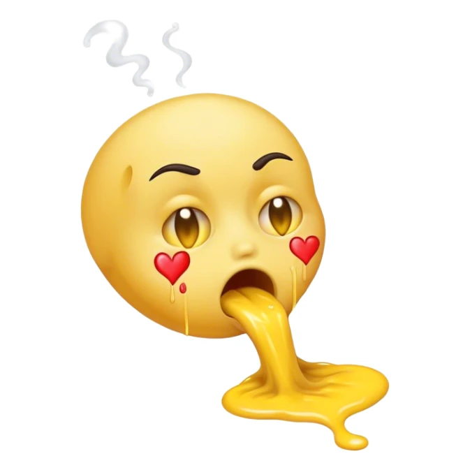 Heart eye emoji vomiting yellow vomit sticker