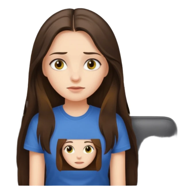 long haired brunette girl hazel eyes watching tv sticker
