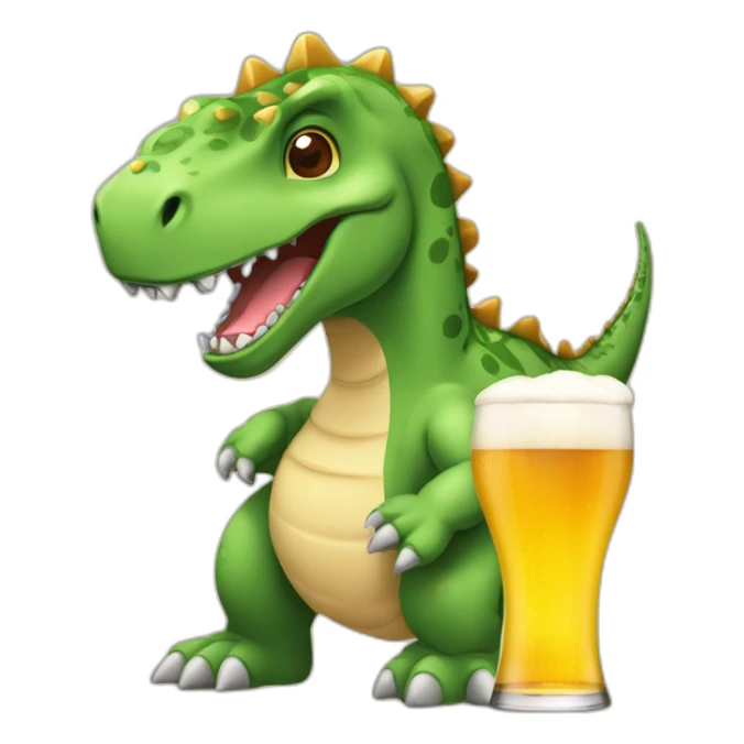 Dinosaure de dessin animé en train de boire une bière sticker