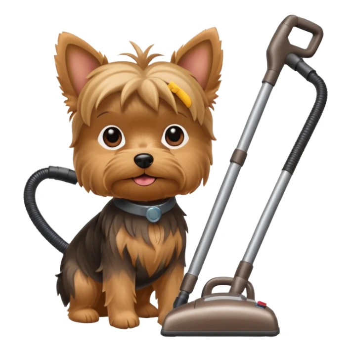 Yorkie dog with a vaccum sticker