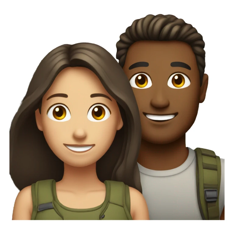 smiling brunette couple in nature sticker