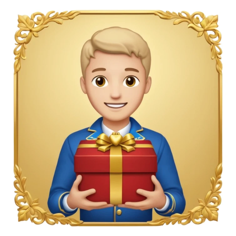 The smiling young man handed over his beautiful box. sticker