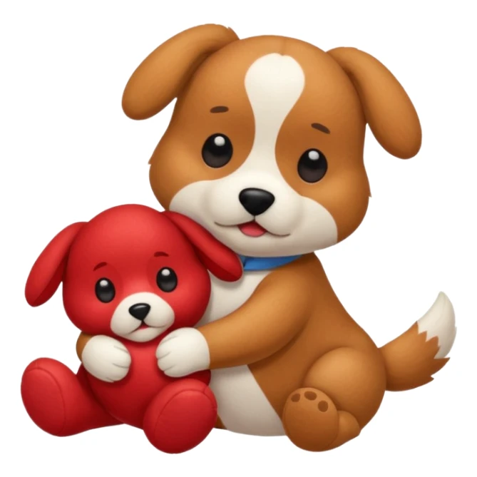 Dog playing with a stuffed animal sticker