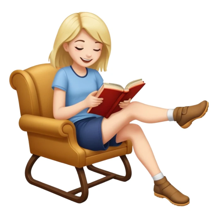 Giggling kicking my feet reading a book  sticker