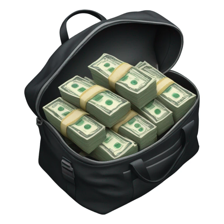 Stacks of money in a duffel bag  sticker