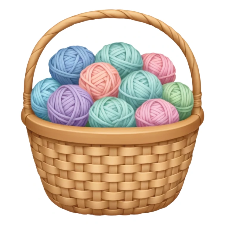 A white basket overflowing with soft pastel yarns sticker