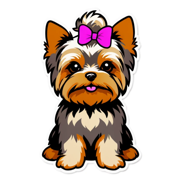 Yorkie with a pink T-shirt  sticker