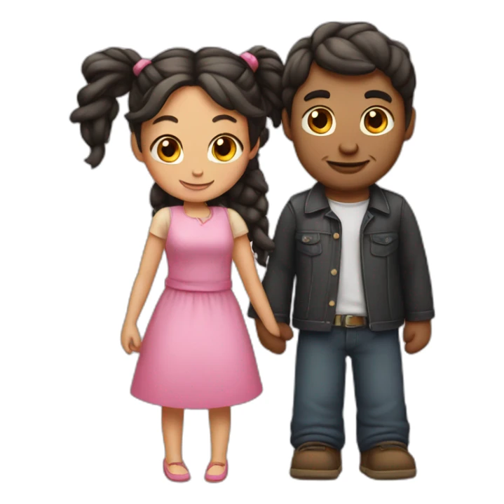 Man loves woman with pigtails, heart between them sticker