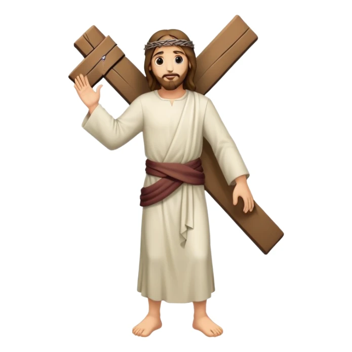 Jesus carrying the cross, fullbody, simplified sticker