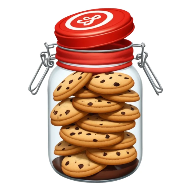 Haz un tarro de galletas y que en el interior contenga varias galletas que la base sea roja con pepitas de chocolate blanco sticker