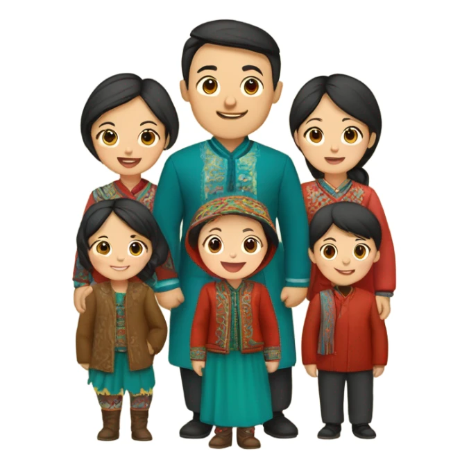 kazakh family photorealistic sticker