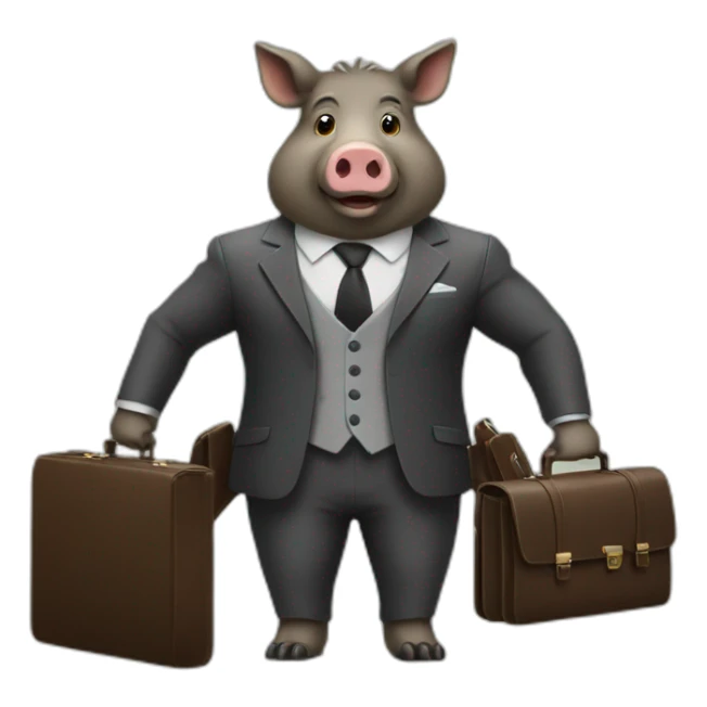 a business boar in a suit with a briefcase sticker
