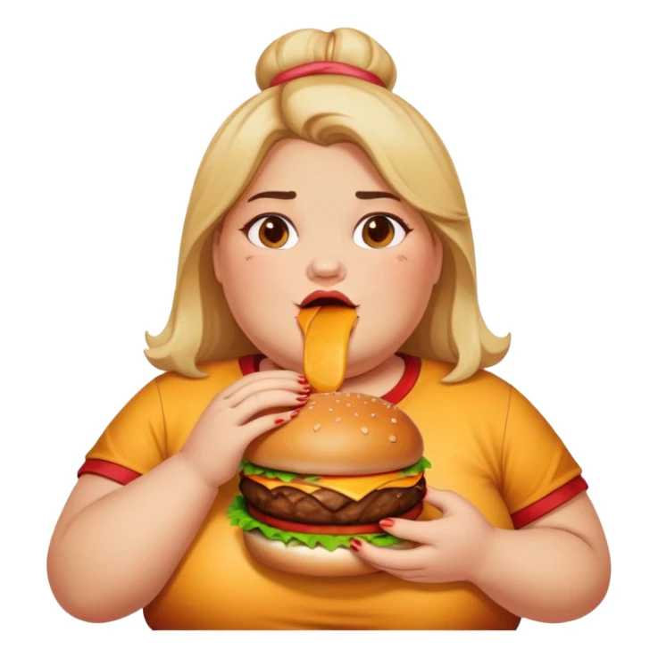 fat girl eating burger sticker