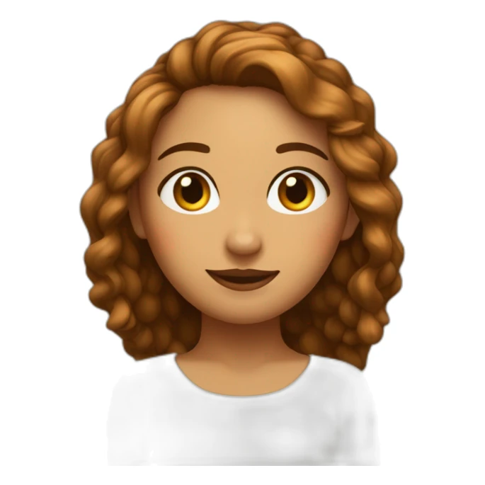 chica con pelo marrrón y largo, ojos marrones y lunares sticker